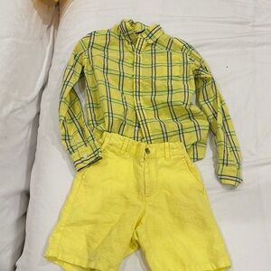 Janie and Jack Yellow Plaid Kids Matching Set